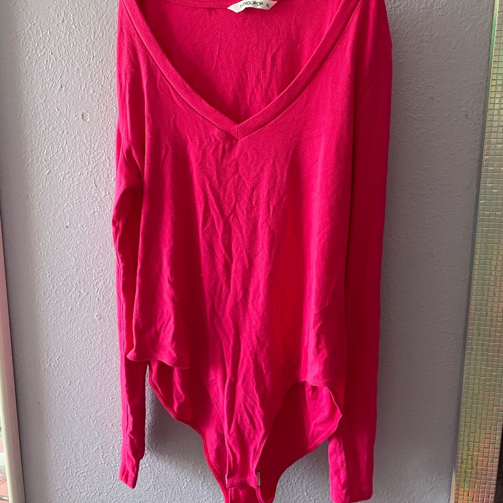Pink Long Sleeve Bodysuit, Size XL